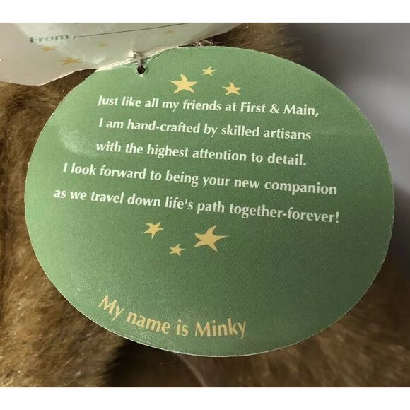 NEW First & Main Minky Faux Brown Mink Stuffed Teddy Bear Plush Corduroy Paws - Picture 6 of 11